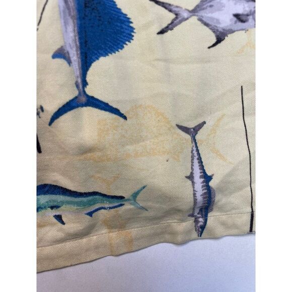 Columbia Fish All Over Print Shirt Men XL Yellow Short Sleeve - Picture 5 of 7